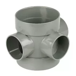 FloPlast Solvent Weld 3-Boss Double Socket Short Boss Pipe Grey 110mm
