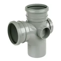 FloPlast Push-Fit 2-Boss 92.5° Double Socket Access Branch Grey 110mm