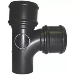FloPlast Push-Fit 92.5° Double Socket Branch with Side Bosses Black 110mm