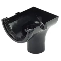 FloPlast Half Round Stop End Outlet Black 112mm x 68mm