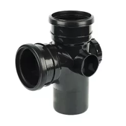 FloPlast Push-Fit 2-Boss 92.5° Double Socket Access Branch Black 110mm