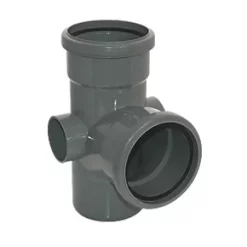 FloPlast Push-Fit 92.5° Double Socket Soil Branch Anthracite Grey 110mm
