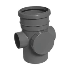 FloPlast Push-Fit 2-Boss Single Socket Soil Access Pipe Anthracite Grey 110mm