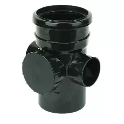 FloPlast Push-Fit 2-Boss Single Socket Access Pipe Black 110mm